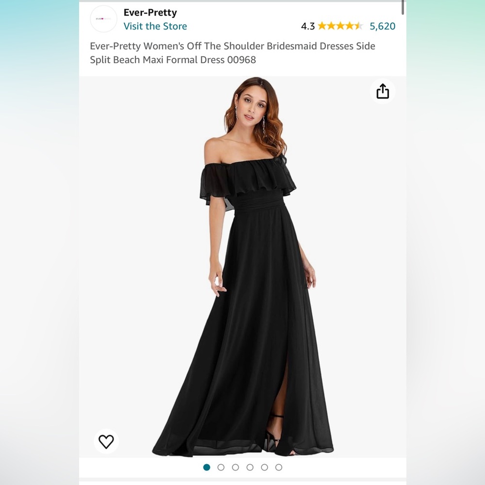 Amazon, Size 16, Black, Off-the-Shoulder Dress. Worn once.